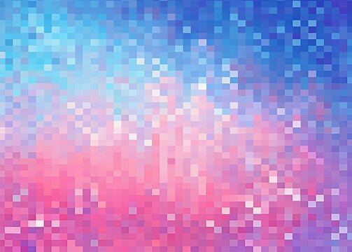 pink and blue abstract pixel tiled background vector image, in the style of post-painterly abstraction, digitally manipulated, holographic effect, shaped canvas, light violet and dark orange.