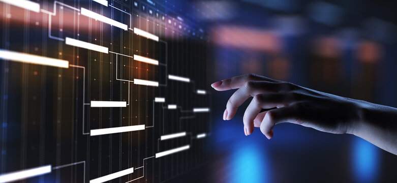 Project management diagram, time management, business and technology concept on virtual screen.