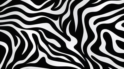 Abstract Black and White Zebra Lines Pattern with Irregular Composition