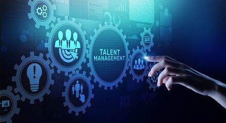 Talent management HR human resources management Team building concept on virtual screen.