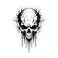 Artistic vector of a skull illustration. Suitable for tattoo, design, and logo.	
