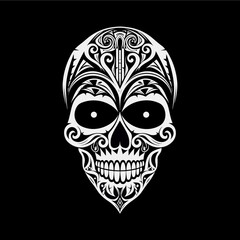 Artistic vector of a skull illustration. Suitable for tattoo, design, and logo.	
