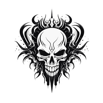 Artistic vector of a skull illustration. Suitable for tattoo, design, and logo.	
