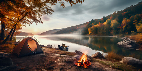 camp fire in the forest