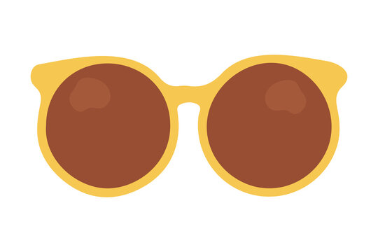 Round vintage sunglasses. Groovy retro fashion cartoon style.