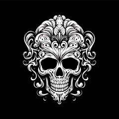 Artistic vector of a skull illustration. Suitable for tattoo, design, and logo.