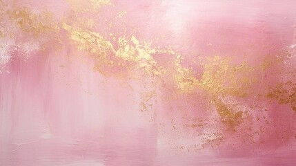 Abstract pink backdrop painted texture with shimmering golden stroke