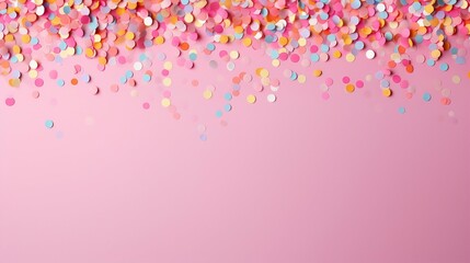 Colorful sprinkles, colorful falling decorative sprinkles pink background