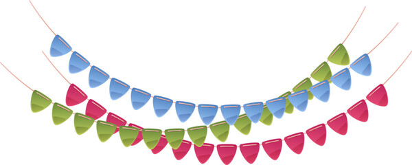 Obraz premium Festive decoration for a birthday party. Carnival garland with flags on an isolated background.