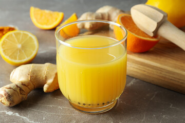 Concept of healthy drink - ginger turmeric liquid