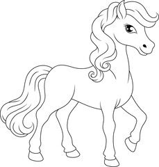 Horse Cartoon Cute Animal Character Illustration