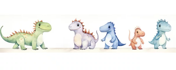 Tuinposter Watercolor Dinosaurs For Baby Boy Decor Charming Nursery Accents © Anastasiia