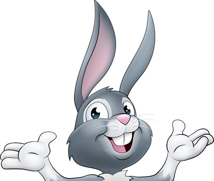 recommend clip art: Easter Bunny Rabbit Cartoon Character Peeking Sign