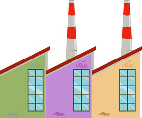 factory chimney with smoke flat vector design, environment concept