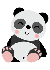 Cute little panda sitting isolated