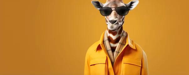Poster Funny Giraffe Dons Yellow Fashion Coat © Anastasiia
