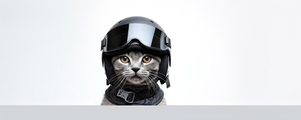A Cat Wearing A Helmet