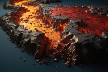 Fractured Earths Crust After Volcanic Eruption