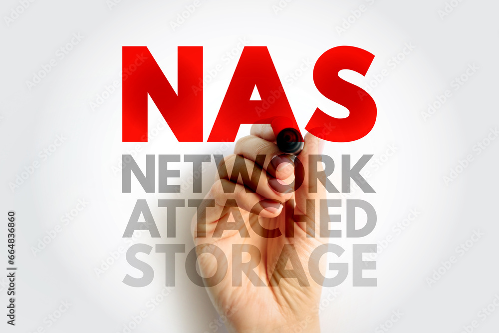 Aufkleber nas network-attached storage - file-level computer data storage server connected to a computer netwo