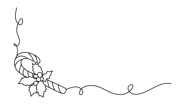 line art of candy cane for christmas vector, one line single line 
