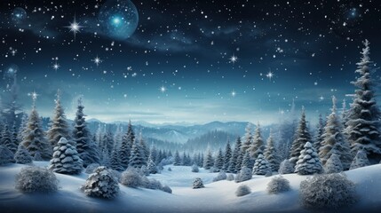 Merry Christmas Winter Landscape Scene With Trees, Merry Christmas Background , Hd Background