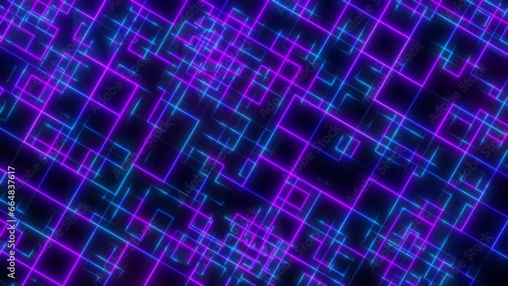 Poster digital neon cyber mesh in virtual space. light lines form information blocks of a hologram, large d