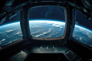 Earth Viewed From Inside Space Station