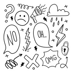 Social networks set. Stickers, pins, patches and handwritten notes collection in cartoon comic style. Trend. Vector illustration isolated. Vector clip art.