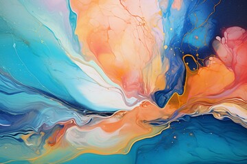 Abstract fluid art painting with natural aesthetic. Generative AI