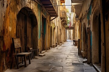 Old town alleyway. Generative AI
