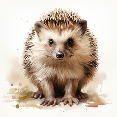 Naklejka premium watercolor Hedgehog clipart, Generative Ai