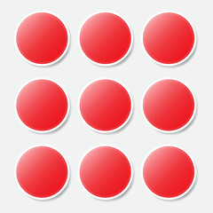 Set of red empty circle sticker, vector illustration EPS10