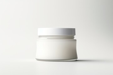 Detailed Closeup Of Modern Cream Jar Against White Backdrop