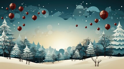 Fototapeta na wymiar Flat Design Christmas Background, Merry Christmas Background , Hd Background