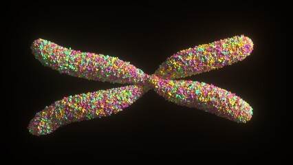 Visualization of a chromosome, 3d rendering, DNA,  Genetics, illustration