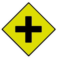 Traffic sign highway intersection sign on white background
