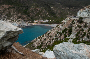 View op Cap  Corse in Corsica with Luro, Pino, Canari, Alba and Genoese tower