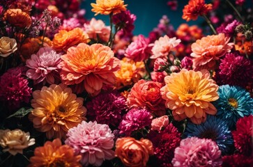 Obraz na płótnie Canvas Colorful autumn chrysanthemum flowers as a background.