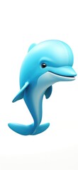 Cute D Dolphin Cartoon Icon On White Background