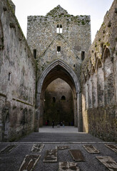 Fototapeta na wymiar Rock of Cashel, a castle in County Tipperary, Irelandin, during the autumn