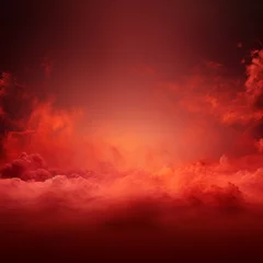 Behangcirkel Fantasy landscape with a red nebula. 3D illustration © Samira