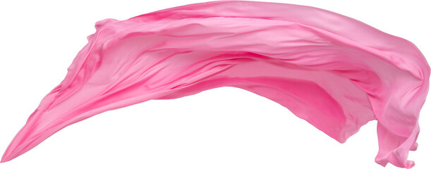Pink Fabric Cloth Wind, Flying Blowing Pink Silk, Isolated on White Background