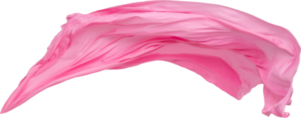 Pink Fabric Cloth Wind, Flying Blowing Pink Silk, Isolated on White Background