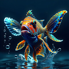 mandarinfish is expressed in water blur background
