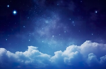 Obraz na płótnie Canvas Space of night sky with clouds and stars.