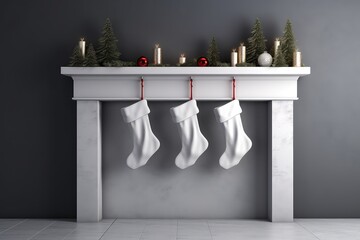 Christmas Stockings Hanging Gracefully Over Welcoming Fireplace