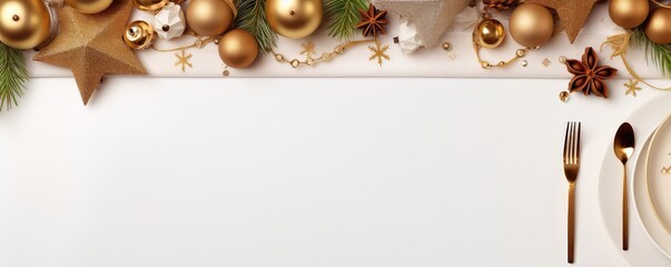 Christmas Dinner Table Frame With Festive Decorations