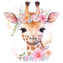 Watercolor Baby Giraffe.