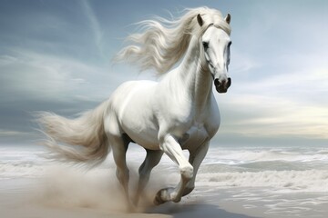 Obraz na płótnie Canvas Stunning white stallion. Computer-generated image. Generative AI