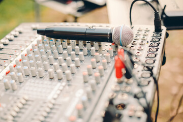 headphones and microphone